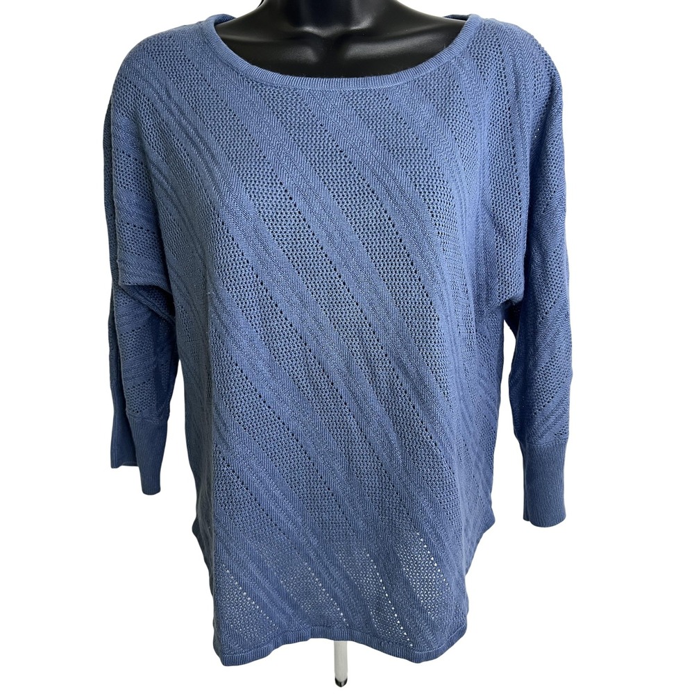 a.n.a Sweater Womens Petite Large Blue Knit Pullover Lightweight Acrylic Top‎